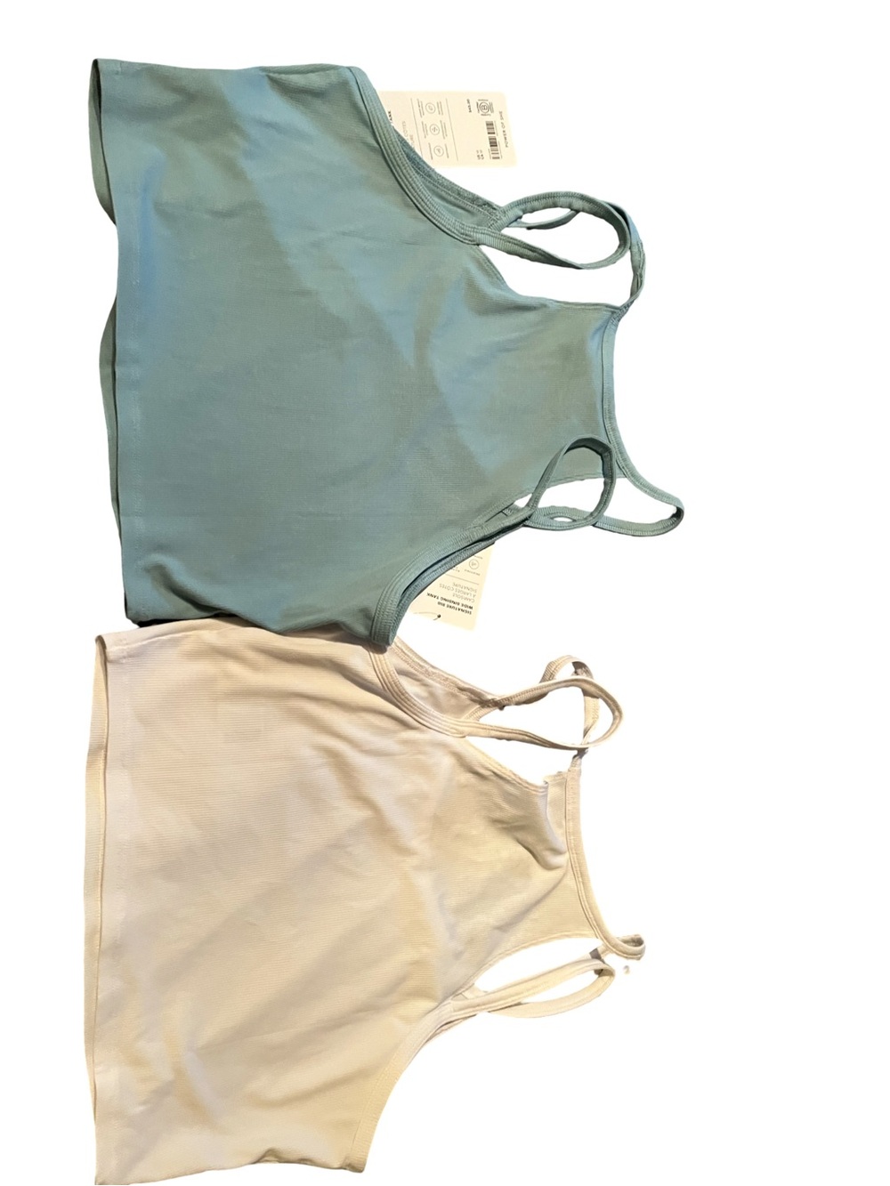 Athleta Women’s  Double Pack Ribbed Crop Tank Camisole Sage Green & Cream NWT